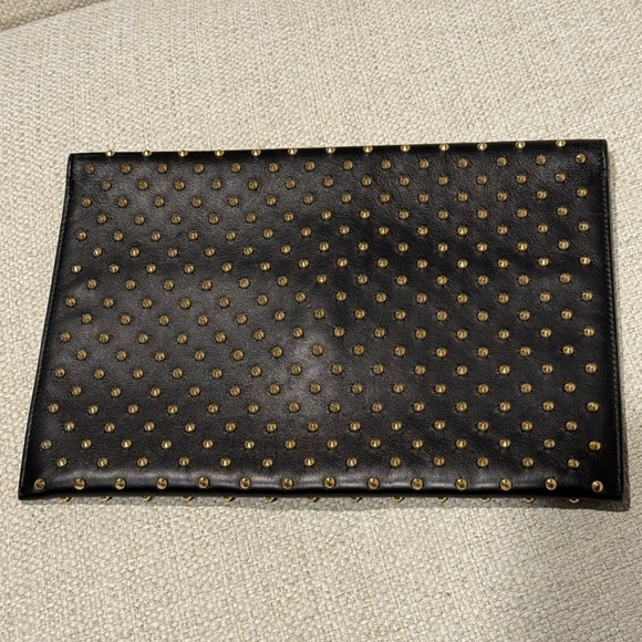 Alexander McQueen Black and Gold Studded Clutch - Picture 2 of 6